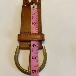 Elise M. Braided Leather Belt Wide Brown Cognac Elise M | Accessories | Elise M Woven Wide Braided Leather  main image 4